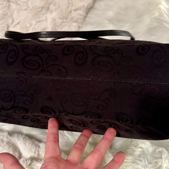 Brighton Black Embossed Tote Bag with Leather Handles - Picture 4 of 6